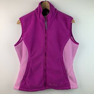 Marmot Women’s fleece pink purple sleeveless full zip vest size medium